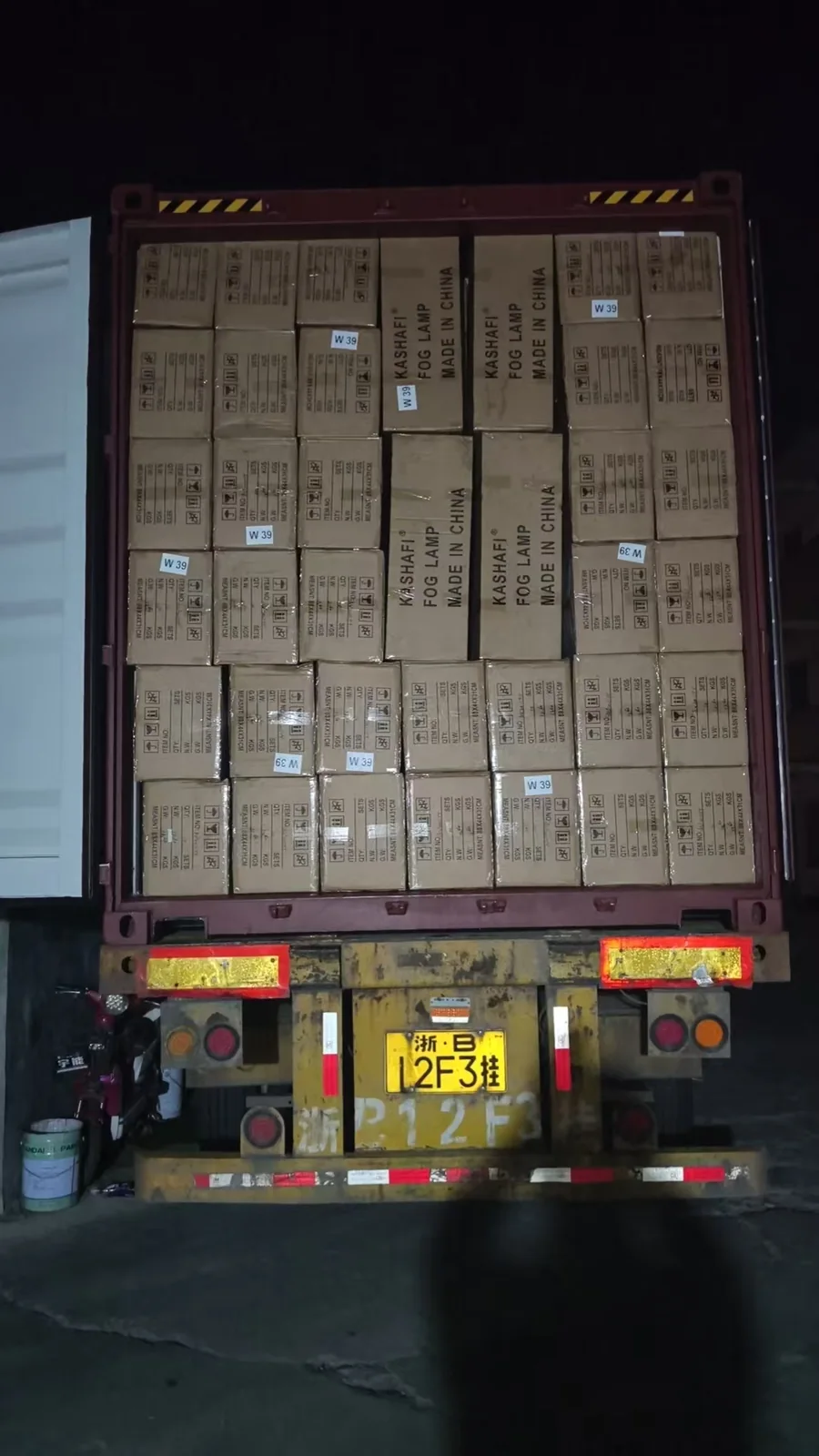 Packed export cartons in a second container