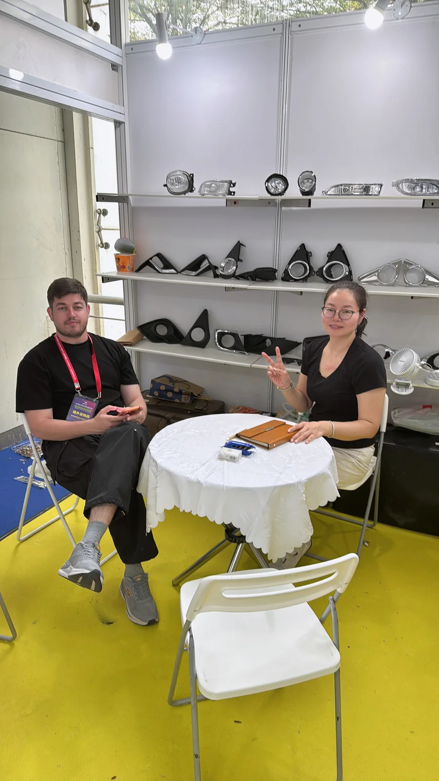 Meeting an international visitor at the booth